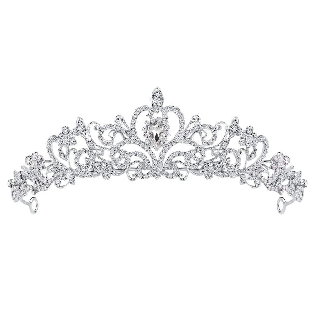Queen Crown of Silver Crystal Tiara Crowns for Bridal Women Girls Wreath Headpiece Princess Elegant Crown Bridal Wedding Prom Birthday Party Headbands for Women Hair Accessories