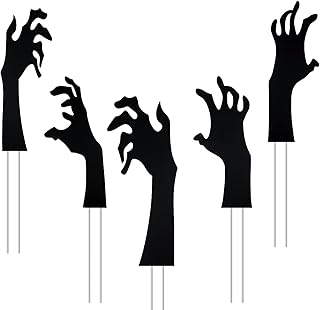 Auch 5 Pack Halloween Black Hands Yard Signs with 10 Stakes Scary Silhouette Halloween Decorations for Outdoor Yard Lawn Garden Halloween Party Decor (5 Halloween Yard Signs)