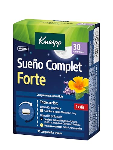 Kneipp Sueño Complet Forte – Comprimido Tricapa para Mejorar el Sueño y Dormir Mejor, con Melatonina y Valeriana, 30 comprimidos