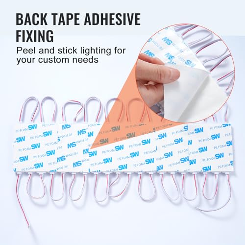 Image of VEVOR 200PCS LED Storefront Lights, 108 ft DC 12V, LED Module 5730 SMD 3-LED 1.5W Window Light With Tape Adhesive Backside, for Business Store Window Advertising Letter Signs, NO Power Supply