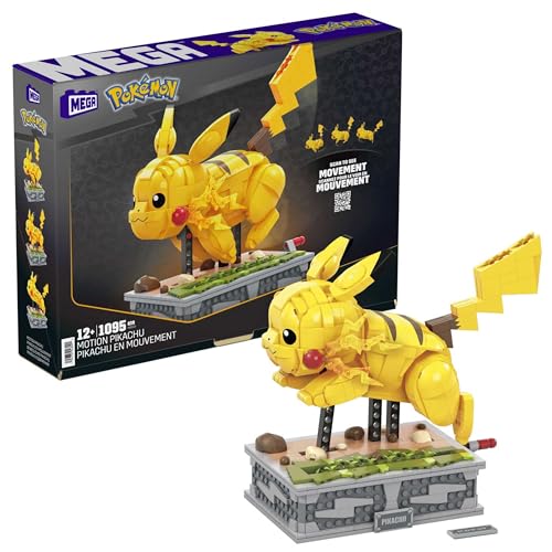MEGA Pokémon Pikachu em movimento, figura de 1095 blocos de construção idade recomendada 12 anos. para fãs e adultos. (Mattel HGC23)