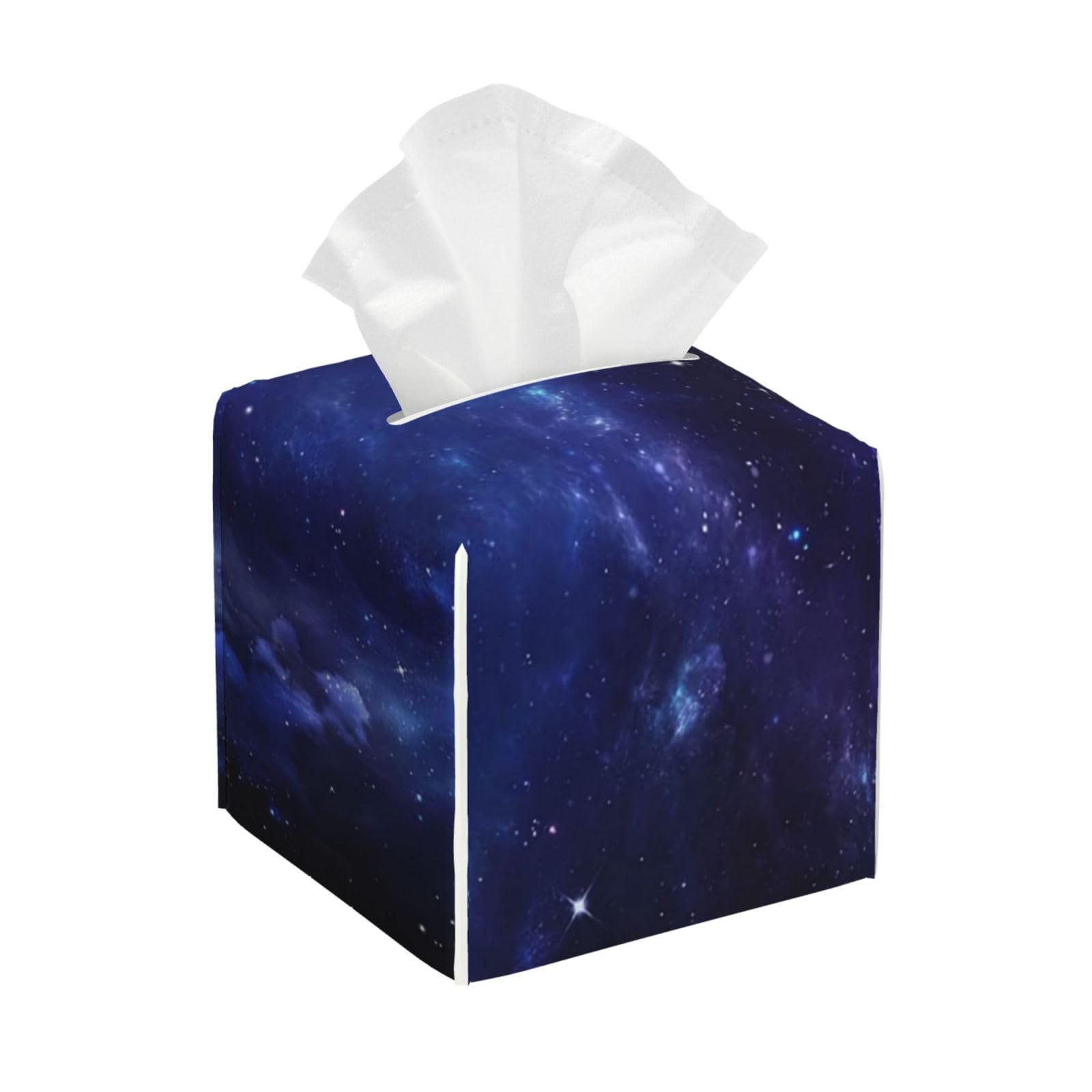 Beautiful Starry Sky Galaxy Space PVC Cube Tissue Pack for Home Office Bathroom Use