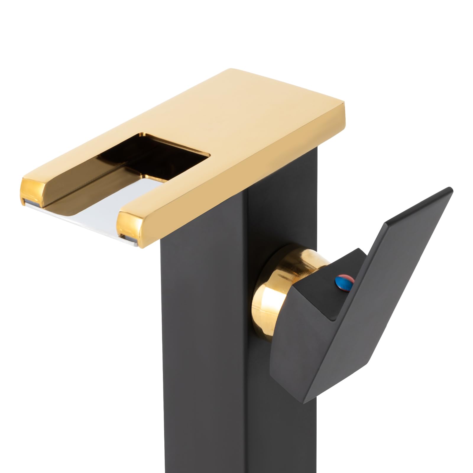 Robinet cascade LED - En acier inoxydable - Avec 2 tubes - Pour mitigeur de salle de bain - Noir et doré