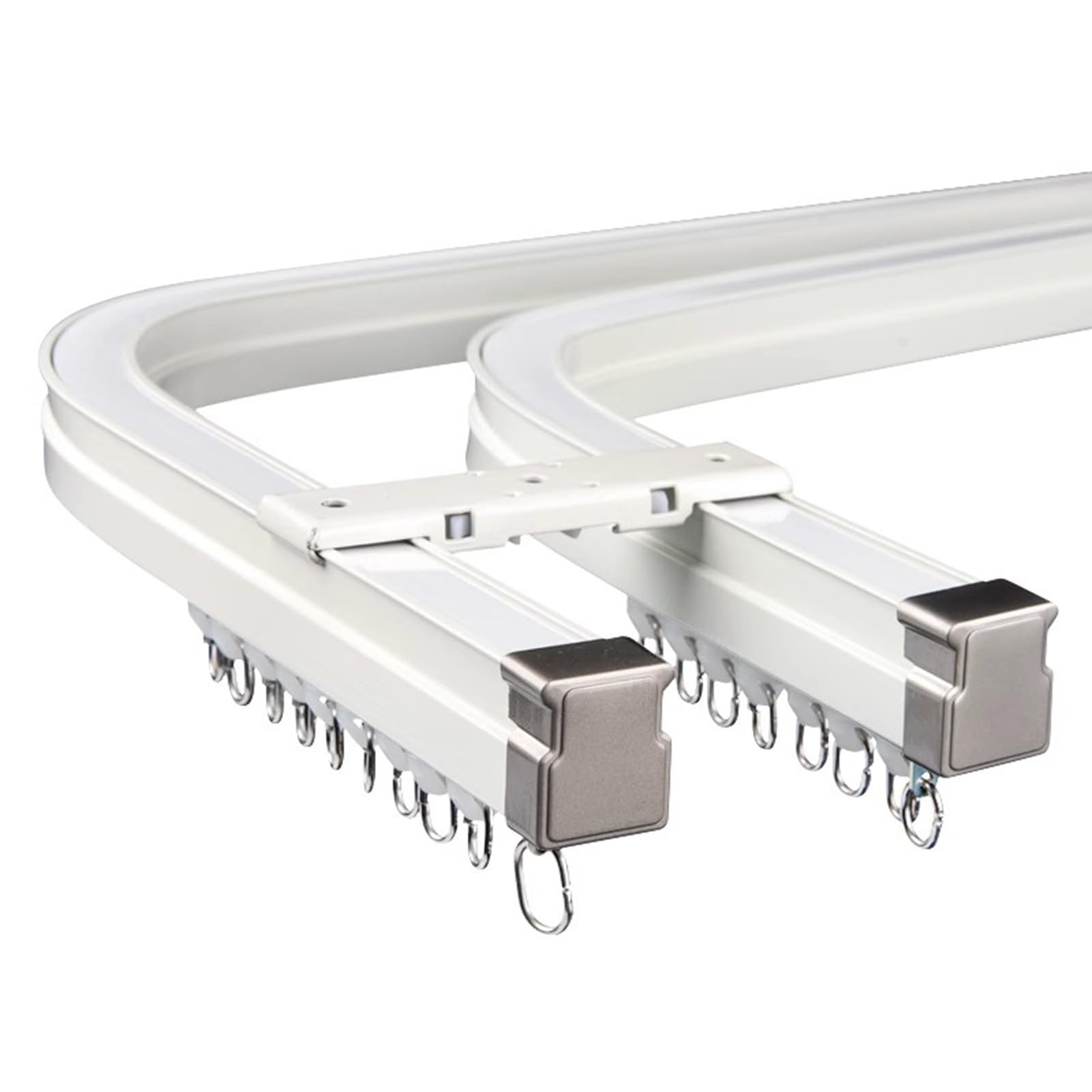 Heavy Duty Curtain Double Track Bendable, Curved Curtain Rails for Bay Window, Wall or Ceiling Mount Curtain Rod with Brackets, Pulleys, Screws(Wall Mount,518cm (17ft))