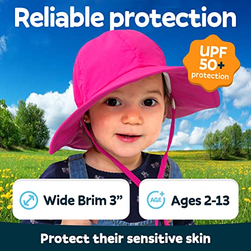 Geartop Kids Sun Hat Upf 50+ Water Resistant Kids Beach Hat 2-13 Years, Girls & Boys Sun Hat, Kids Bucket Hat Toddler Sun Hat Pink #TOP1