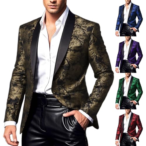 Cambkatl Men's Slim Fit Paisley Blazers Vintage One Button Tuxedo Suit Jackets Casual Sports Coat for Wedding Dinner Party2