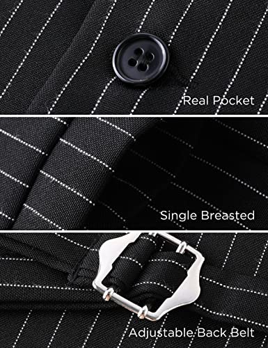 Babeyond Mens Vintage Suit Vest Business Slim Fit Suit Vest Formal Classic Vest (Black Stripe, L) #TOP2
