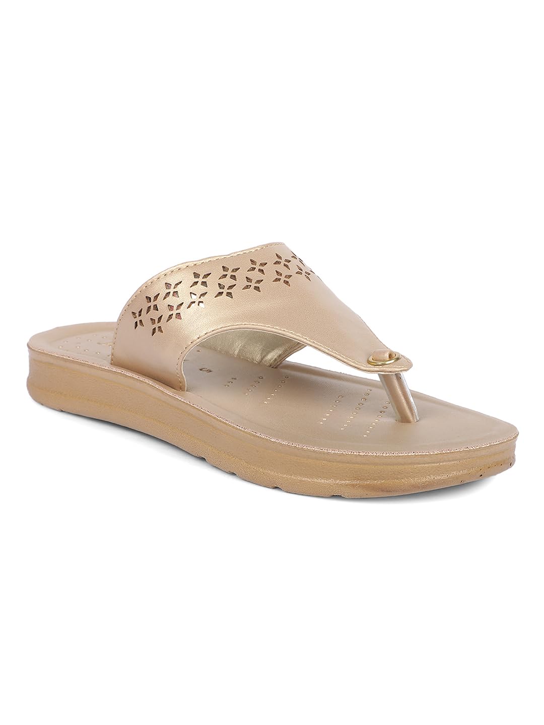 bata Women's Casual Thong Slipper - Gold-picture-24