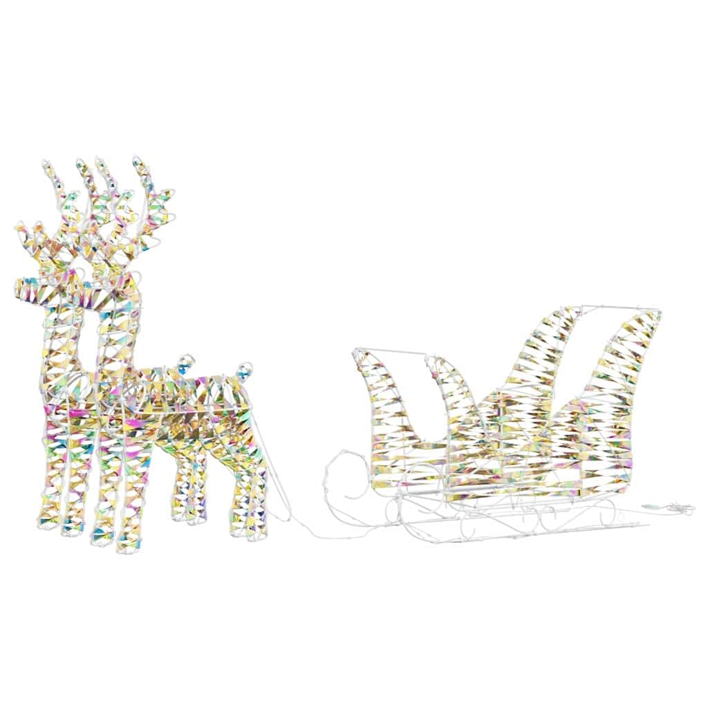 Rentier Zieh Schlitten Dekoration Warmes Weiß mit 160 LEDs, PET Metall, 30 x 12 x 54,5 cm, USB-betrieben, für Weihnachtsdeko Innen Außen, Festliche Beleuchtung für Wohnzimmer Garten Terrasse