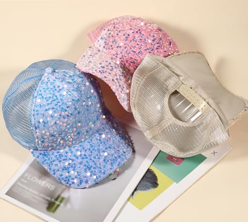 Gorra de béisbol para mujer ajustable con lentejuelas miniatura 7