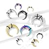 Pierced Owl - 8-14GA Stainless Steel Basic Septum Pincher Nose Ring with 2 Black O-Rings
