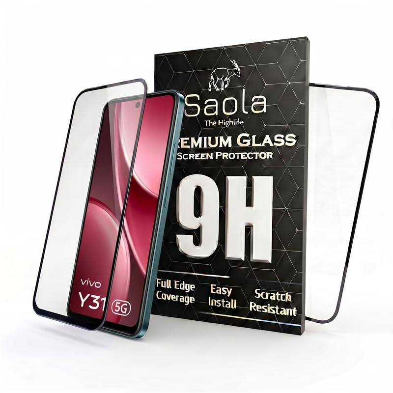 Image of Saola HD+ Oleophobic Tempered Glass Screen Protector For Vivo Y31 (Pack Of 2) with Free Installation Kit. Full screen Coverage - 6.58 inch