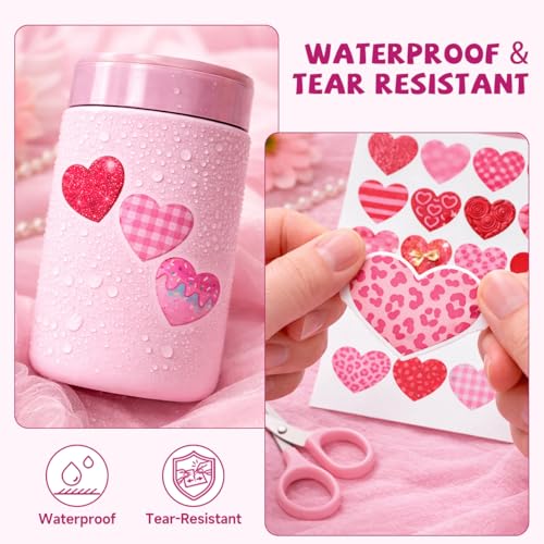 Autocollants cœur imperméables et réutilisables de 3 cm pour scrapbooking