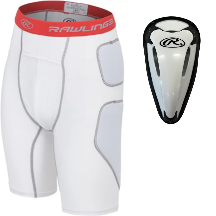 Rawlings Rawlings | Baseball Slider Short with Protective Cup | Youth Sizes | White