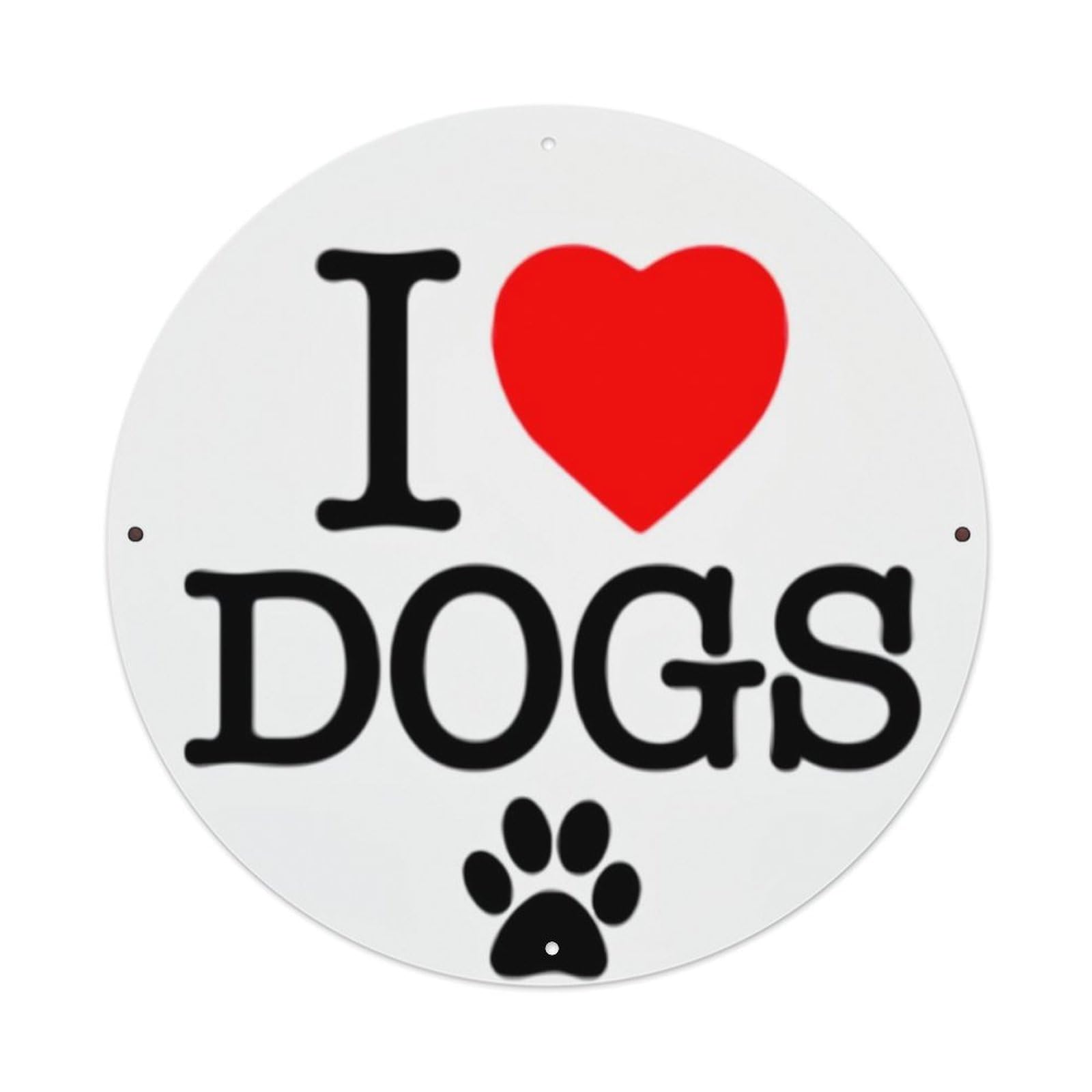 I Love Dogs Paw Print Vintage Round Tin Sign Retro Metal Wall Decor Metal Poster, Home Bar Garage Cafe Wall Art Decoration 8x8Inches