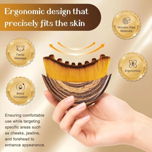 Image of Lymphatic Brush Guasha | Face Sculpting Tool for De-Puffing, Jawline Definition & Skin Firming | Soft Bristle Facial Lymphatic Drainage Brush for Massage & Skincare Use, Includes Travel Case