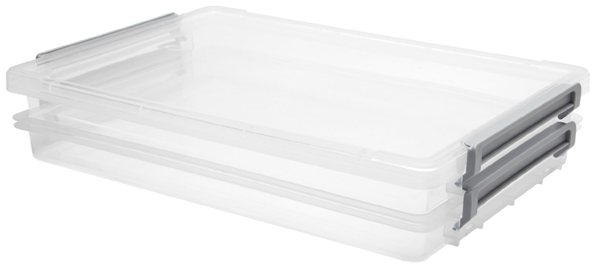 Citylife 2 PCS Plastic Storage Bins with Latching Lids Portable Project Case Clear File Box Stackable Storage Containers for Organizing A4 Paper, Photo, Document