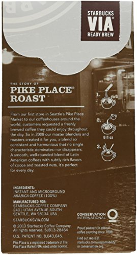 Image of Starbucks VIA Instant Pike Place - 60 Single Packets (5 Packs)