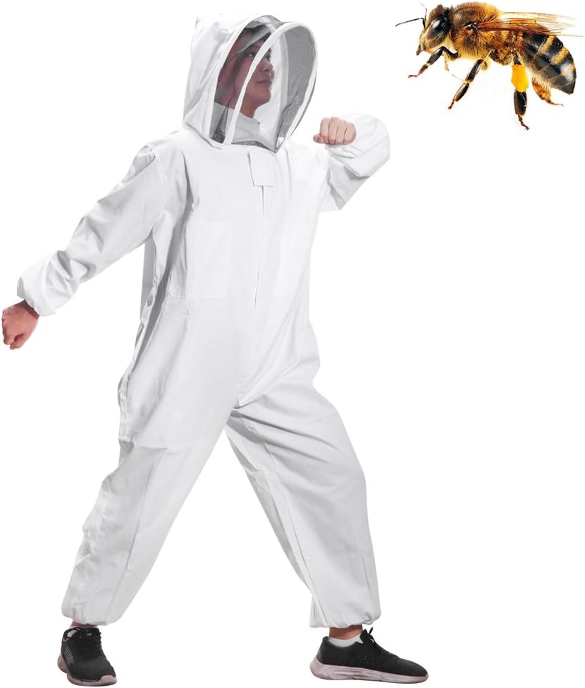 Greenbang Beekeeping Suit, Super Thick Beekeeping Suit Foldable Fencing Veil Coverall Bee Protecting Suit Smock with Front Zipper (XL(170-180CM))
