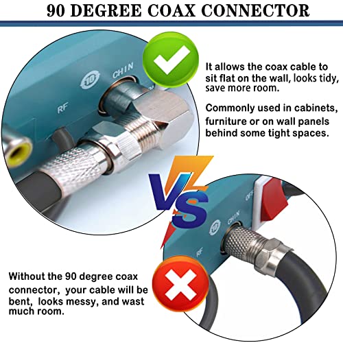 Coaxial F-Type Coupler For Rg6 F-Type Coaxial Cables Kit, 90°Right Angle Coax Connector, Male To Male Coax Connector Rg6 Female To Female Coaxial Cable Adapter For Tv, Video, Antenna Cable, Satellite #TOP6