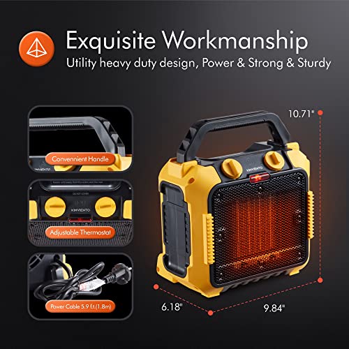 Portable Space Heater, Electric Small Heater With Thermostat Overheat Tip-Over Protection, 750W/1500W Ptc Ceramic Room Heater For Bedroom, Garage, Office, Desk, Workshop Indoor Use #TOP5
