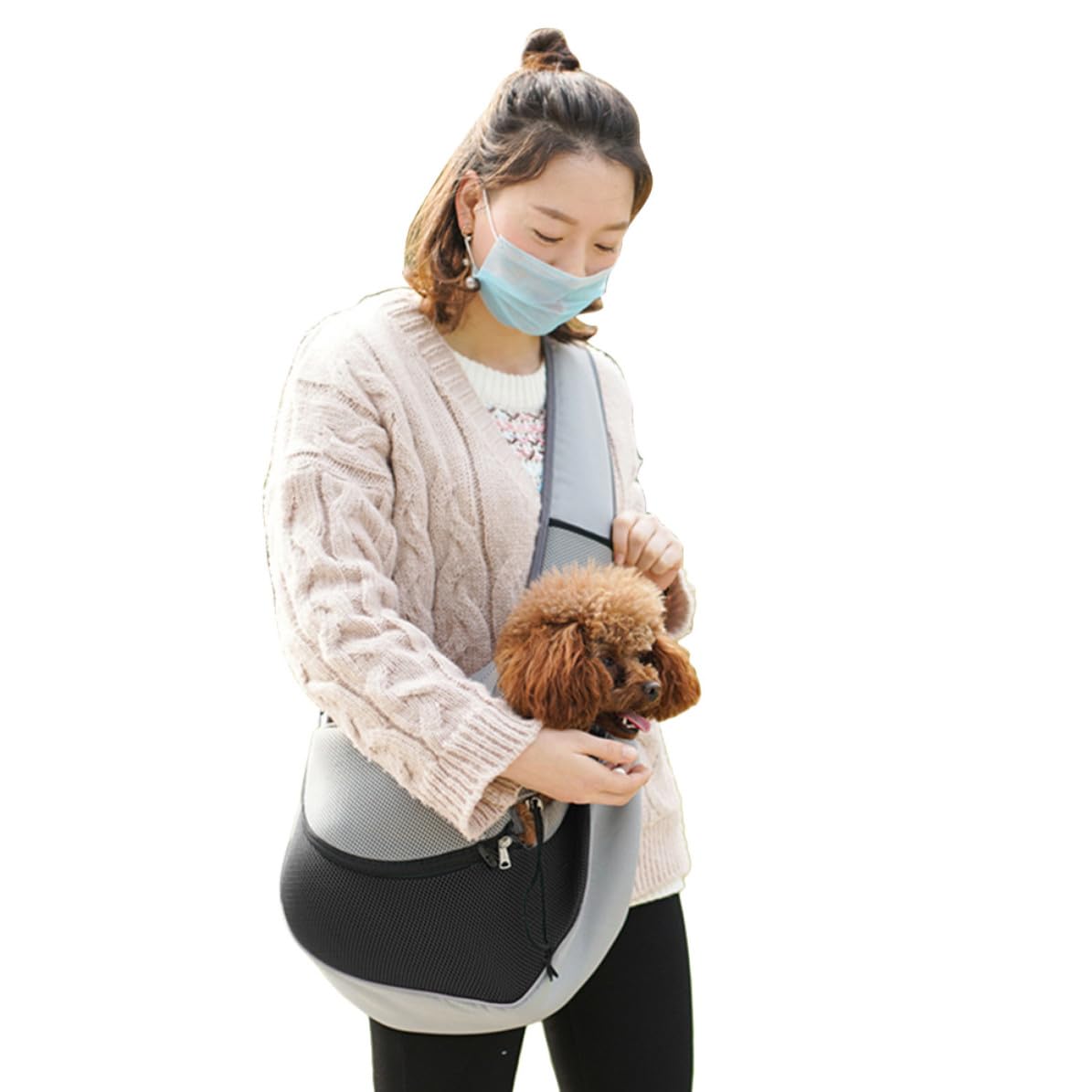 Bolsa bandolera para mascotas Outanaya transpirable y ajustable para cachorros