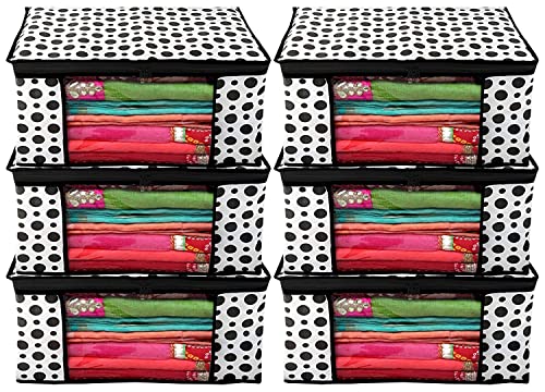 Image of IMMERSE Non Woven Saree Cover Storage Bags for Clothes with primum Quality Combo Offer Saree Organizer for Wardrobe /Organizers for Clothes /Organizers for Wardrobe (BLACK)