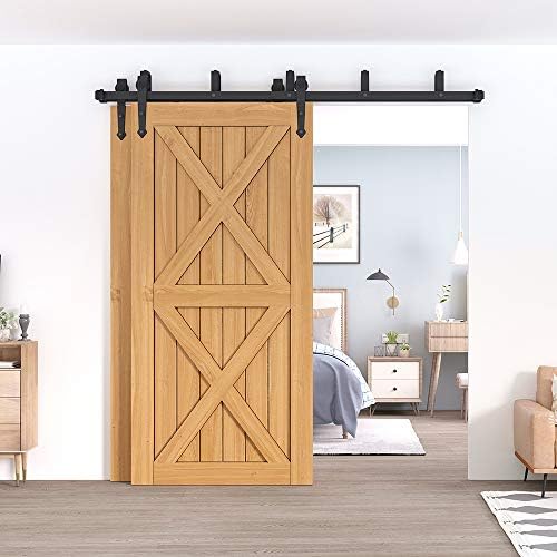 WINSOON Sliding Barn Door Hardware Kit 4ft Bypass Double Track For