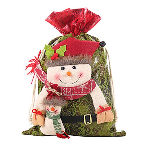Originaltree Christmas Storage Pouch Candy Food Bag Box Cute Santa Snowman Elk Pattern Drawstring Gift Candy Bag Snowman *