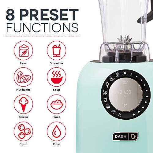 Dash Chef Series Deluxe Digital 64 Oz Countertop Blender, With Stainless Steel Blades, Tritan Blending Jug, Tablet Stand & Usb Charging Port, For Smoothies, Nut Butters, Purees, Soup And More - Aqua #TOP4