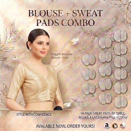 Image of Studio Shringaar Women Readymade Raw Silk V Neck Saree Half Sleeve Blouse