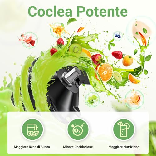 AAOBOSI Juicer Slow Estrattore Frutta e Verdura, 110mm Estrattore Di Succo, Elevata Resa di Succo, con Funzione di Inversione, Facile da Pulire, Senza BPA, Adatto per Frutta e Verdura - immagine 4
