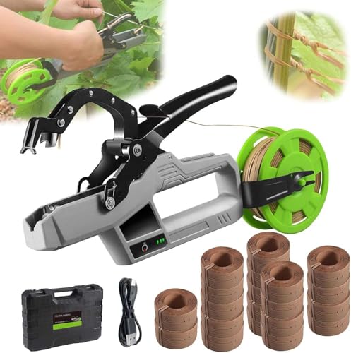 nastro elettrico per vigneti, legatrice per piante, set commerciale per legare rami con diametro di 45 mm, include fascette in carta kraft, per ortaggi, uva, cetriolo, pepe