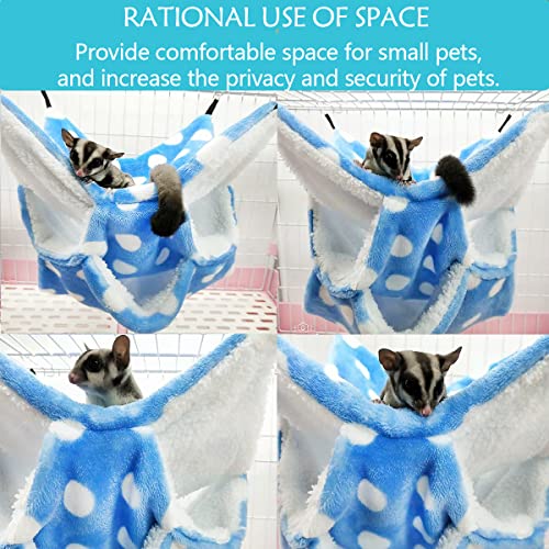 Image of LEFTSTARER Rat Ferret Sugar Glider Cage Hammock Bedding Small Pet Cage Accessories Toy Triple-Layer Hammock Bedding for Hamster Guinea Pig Sugar Glider Rat Ferret Chinchilla Playing Sleeping (Blue)