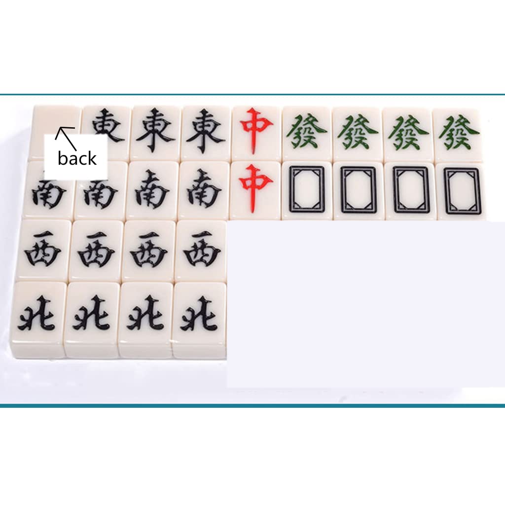 Tradycyjny chiński mahjong z 136 płytkami, 1 obrus, 2 kości, 2 kolorowe kostki, torba do przechowywania mahjong na podróż imprezę rodzinną gra prezent (kolor: imitacja jadeitu, rozmiar: 42 x 32 x 22 mm)