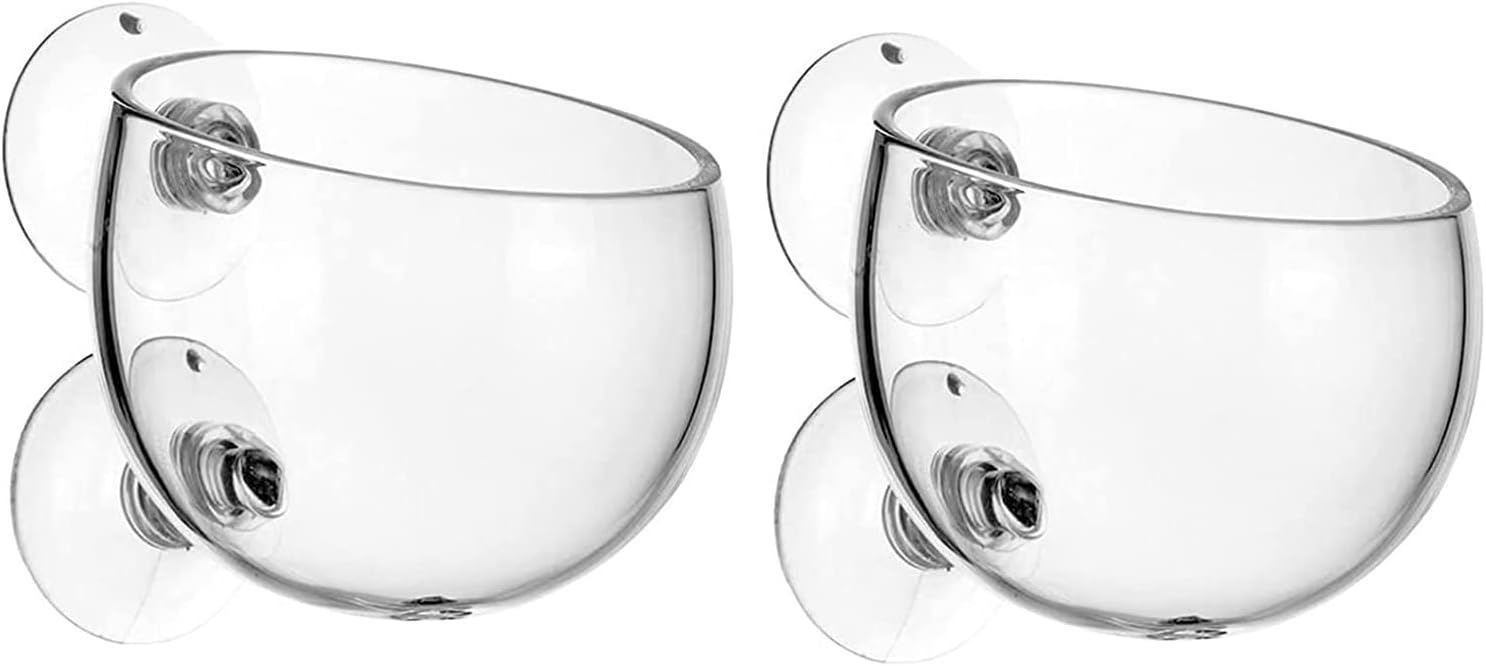 Tiardey 2-Pack Crystal Glass Aquatic Plant Cup Pot Holder, Aquarium Tank Live Plant Glass PotRed Shrimp Holder with 2 Suckers - Image 3
