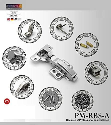 VIBORG (10 Pieces) 35mm Sus304 Stainless Steel Soft Close Self Closing Kitchen Cabinet Cupboard Wardrobe Door Hinge Hinges (Full Overlay) - Image 3
