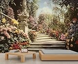 KIRESEI Tuscan Town 3D Wall Mural, Italian Decor Modern 3D Wallpaper, Victorian Romantic Floral Panoramic Accent Wallpaper for Living Room Bedroom Hallway Entryway (Non-self-Adhesive)