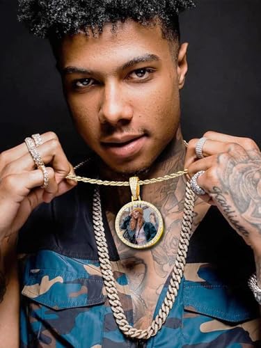 YIMERAIRE Customized Picture Necklace 18k Gold Plated Black/Gold/Silver Personalized Circle Chain Picture Dog Tag Pendant CZ Zicronia Custom Photo Pendant for Men Women4