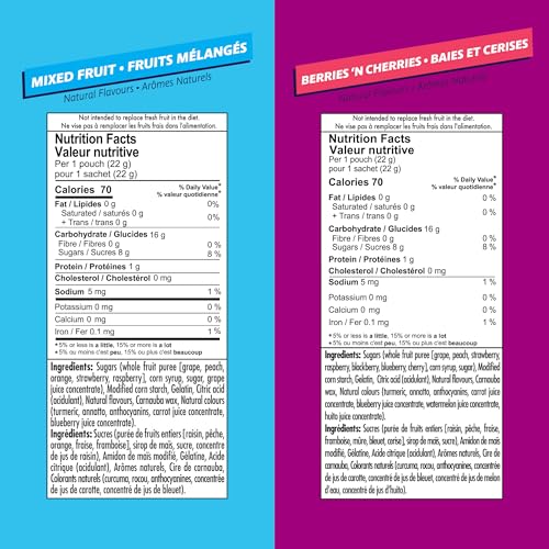 Welch's Fruit Snacks, Mixed Fruit & Berries 'N Cherries, Bulk Pack, Gluten Free, Individual Single Serve Bags, 22g (Pack of 72)