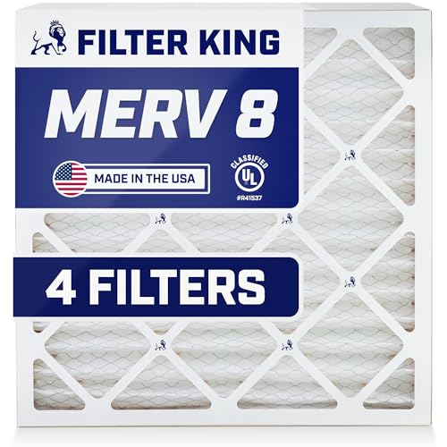 Filter King 8x8x1 Air Filter | 4-PACK | MERV 8 HVAC Pleated A/C Furnace Filters | MADE IN USA | Actual Size: 8 x 8 x .75'