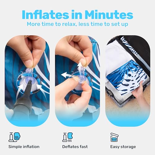 SLOOSH Pool Floats Chairs Adult,Inflatable Pool Lounge,Plant Pattern Floating Mat Hammock,Blow up Water Chairs Noodles rafts for Party Summer Water Beach Fun,Blue Leaves by Sloosh - Used condition - Image 7