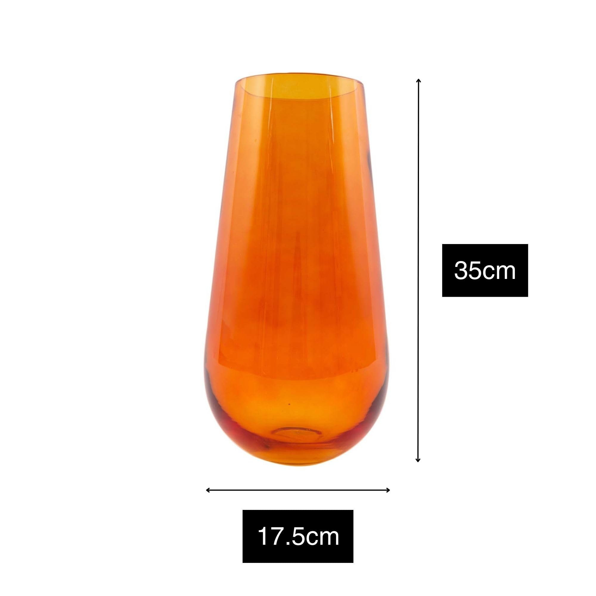 Point-Virgule Vase decoratif, décoration Maison, Vase Fleur en Verre, Orange, 17.5x35cm