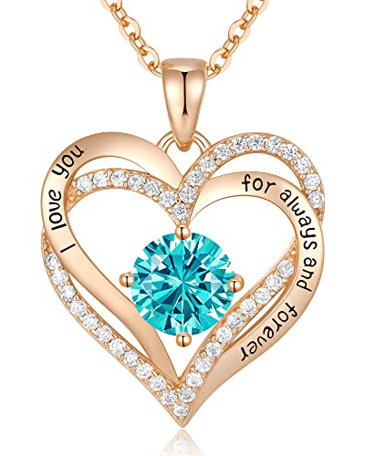 CDE Forever Love Heart Necklaces for Women, Wedding Anniversary, Birthday Gift for Wife, S925 Silver Jewelry with Birthstone Pendant, Ideal Valentine's Gifts for Her