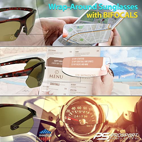 proSPORT BIFOCAL Sunglass Readers Men Women Blue Light Blocking HD Amber Lens Semi-Rimless Wrap-Around Golf Driving4