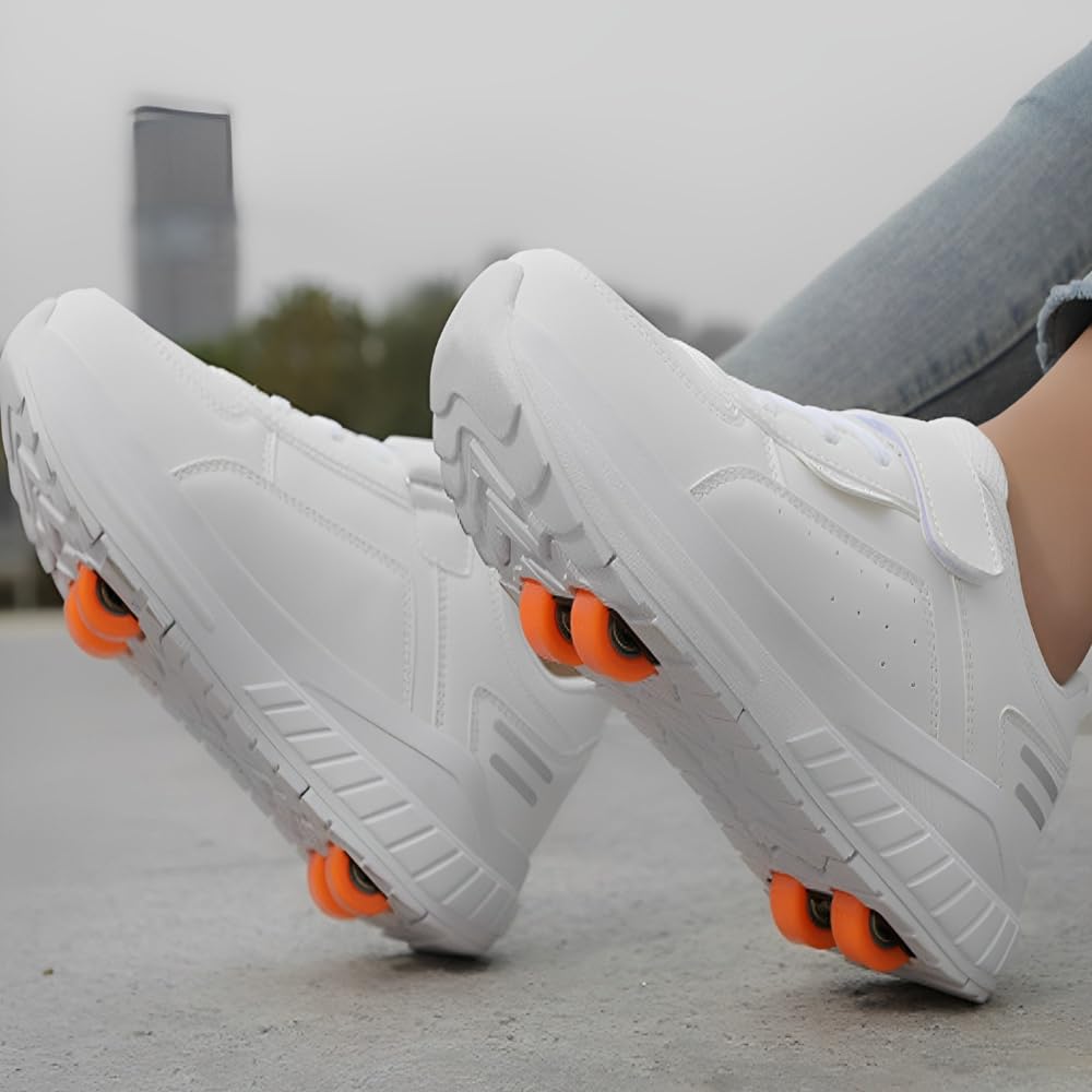 Hixingo Zapatillas con Ruedas Niña Niño, Zapatos con Ruedas Unisex 2 en 1 Zapatillas Patines, Zapatillas Ruedas 31-40 EU, Zapatos Patines Calzado de Skateboarding Multifuncionales