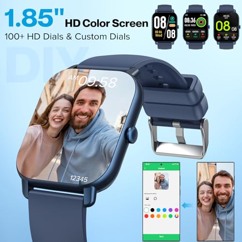 Aptkdoe-Reloj-Inteligente-Mujer-Hombre-185-Smartwatch-con-Llamada-Bluetooth-Impermeable-IP68-Pulsera-Actividad-con-112-Modos-Deporte-Monitoreo-de-SuenoPulsometroPodometro-Azul