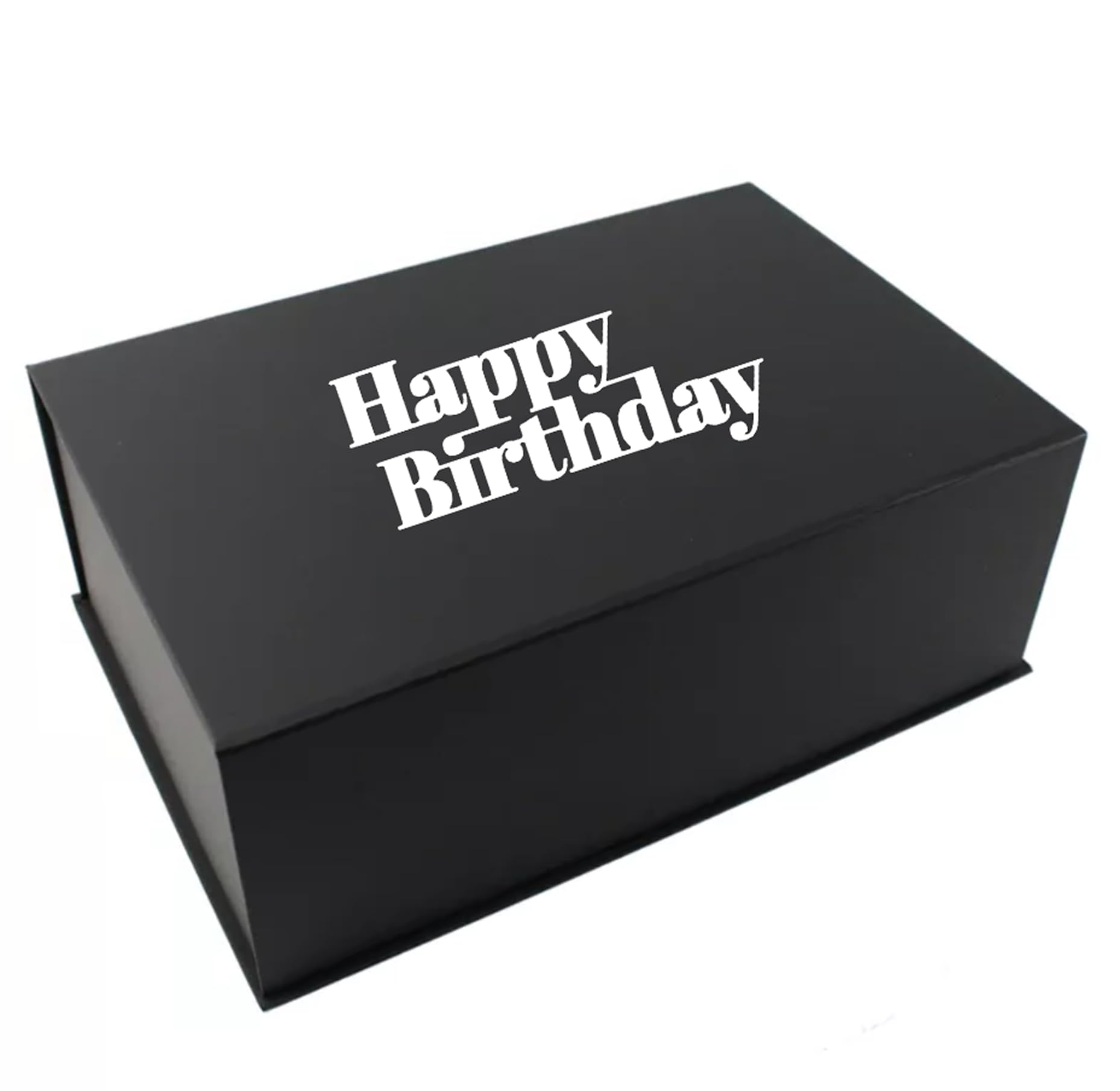 Extra Large Birthday Gift Box, 40 x 30 x 15cm, Black Magnetic Closing Box in 9 Designs, Keepsake Gift (Design 7, Extra Large Box)