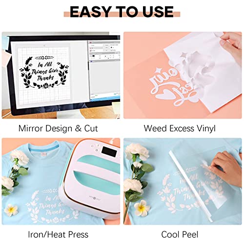 HTVRONT Heat Transfer Vinyl White Iron on Vinyl-12 x 60FT White HTV Vinyl Roll Easy to Cut & Weed for Heat Vinyl Design - Image 5
