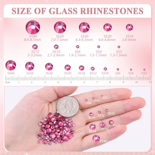 Image of 2500PCS SS10 /2.8mm Crystal Glass Rhinestones for Bedazzling (Rose) | Flatback Rhinestones for Crafting DIY Nail Art Makeup Decoration, Gems Diomand Charms for Tumbler Shoes Clothing Mug